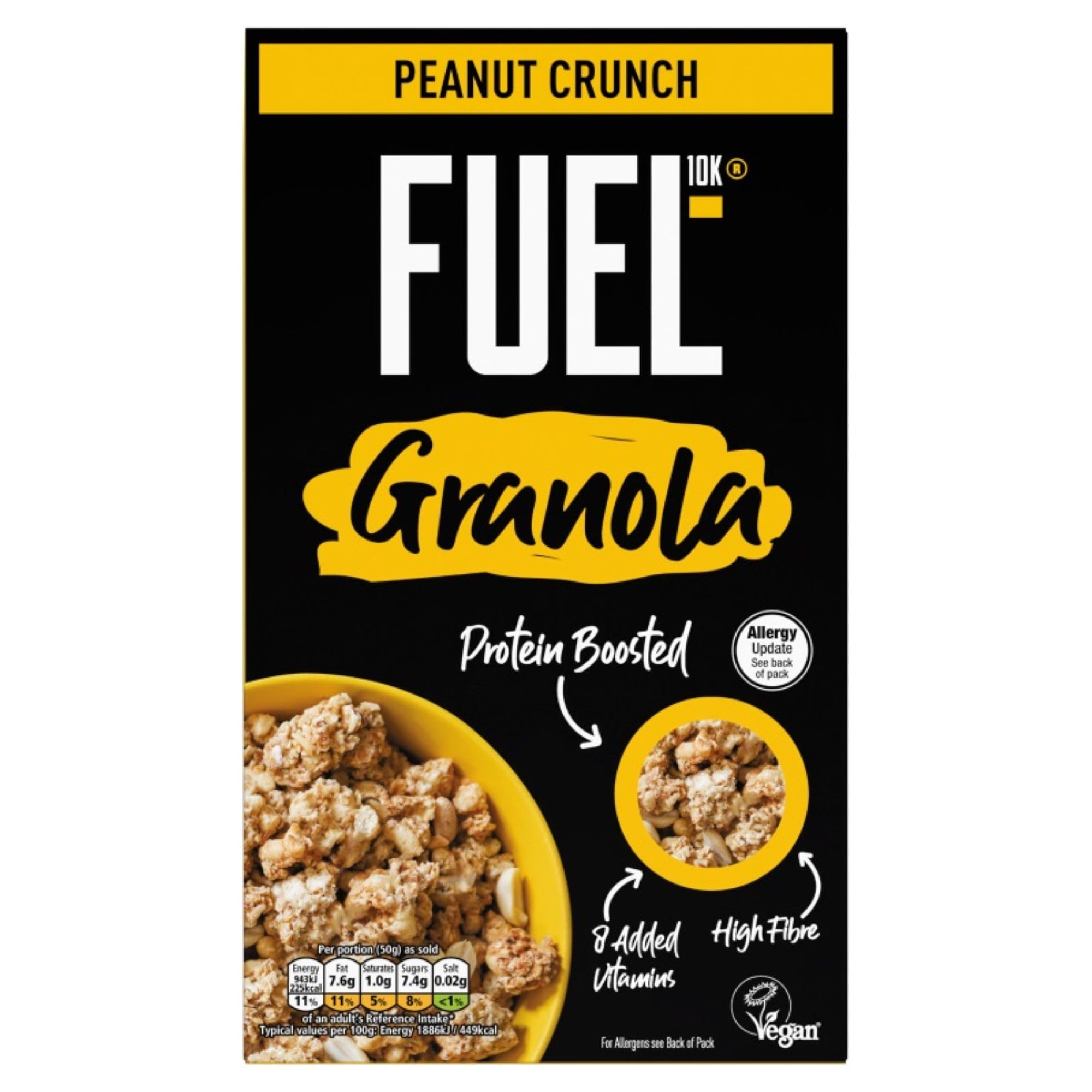 FUEL10K Peanut Crunch Chunky Granola, Protein Boosted & High in Fibre, 400 g (Pack of 1)