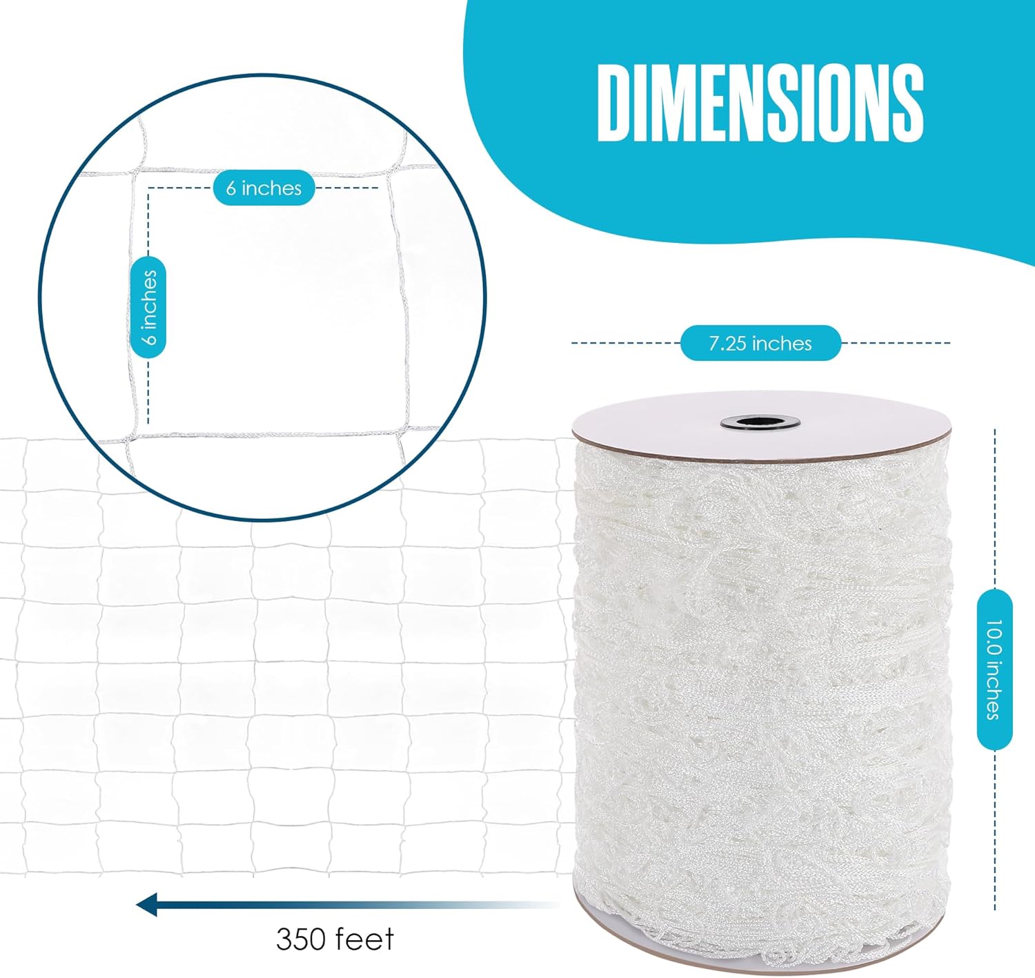 Houseables Trellis Netting, Hortonova Netting, Scrog Net, Trellis Net, Nylon, 5FTx350FT Roll, For Climbing Plants, Cut Flower Support, Garden, Grow Pea, Bean, Grape Vine, Mesh, Heavy Duty, 6x6 Squares