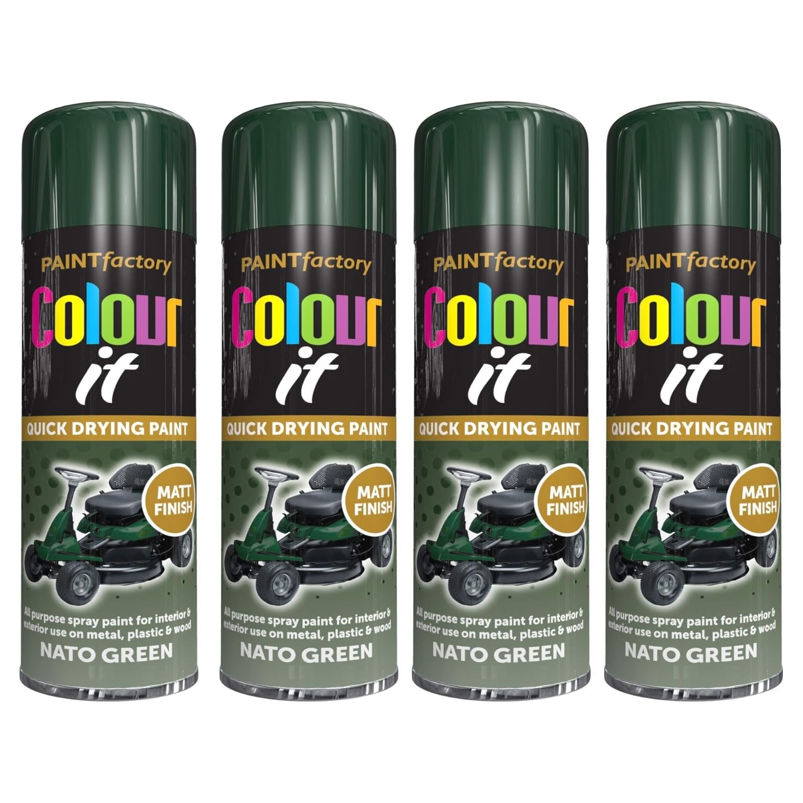 PNJB Nato Green Matt Spray Paint, Quick Drying, Excellent Coverage for Metal, Wood, Plastic, Aerosol Spray, Lightweight and Portable, 250ml (4PCS)