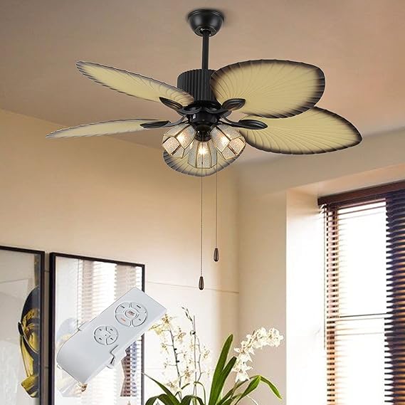 DYRABREST 52" Palm Island Ceiling Fan,3 Speed Tropical Ceiling Fan with