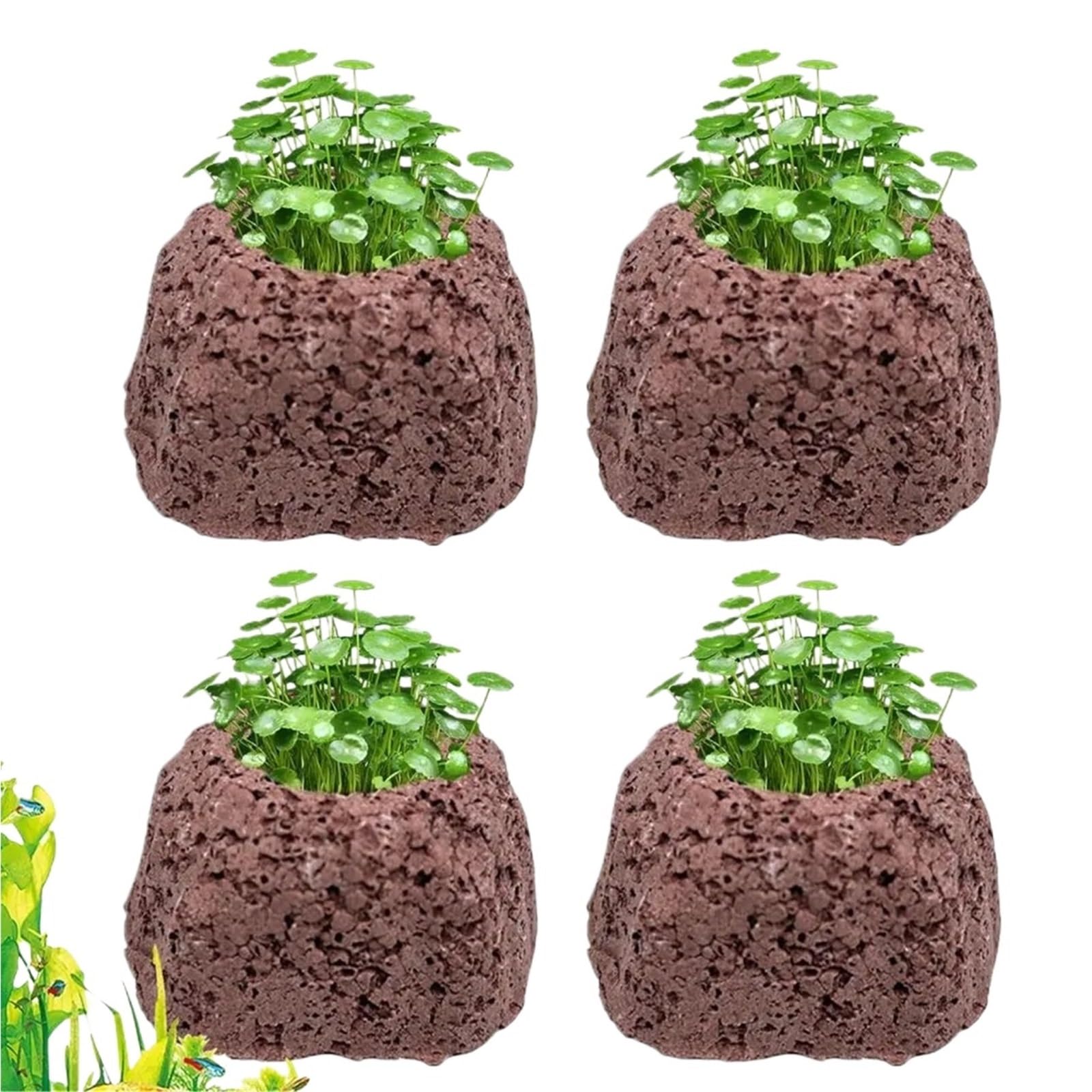 Mlyvax 25pcs Aquarium Plant Pots Volcanic Stone Oval Ring Decor Aquatic Water Fixed Rings For Freshwater Shrimp(ColorA)