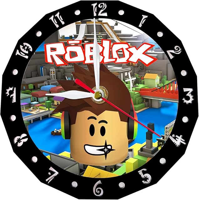 Bonamana Roblox Wall Clock Desk Clock for Kids Anime Design Round Children's Silent Clock 'No Tick' Mantel Shelf Clocks for Living Room and Bedroom Office, Battery Not Included (Roblox City)