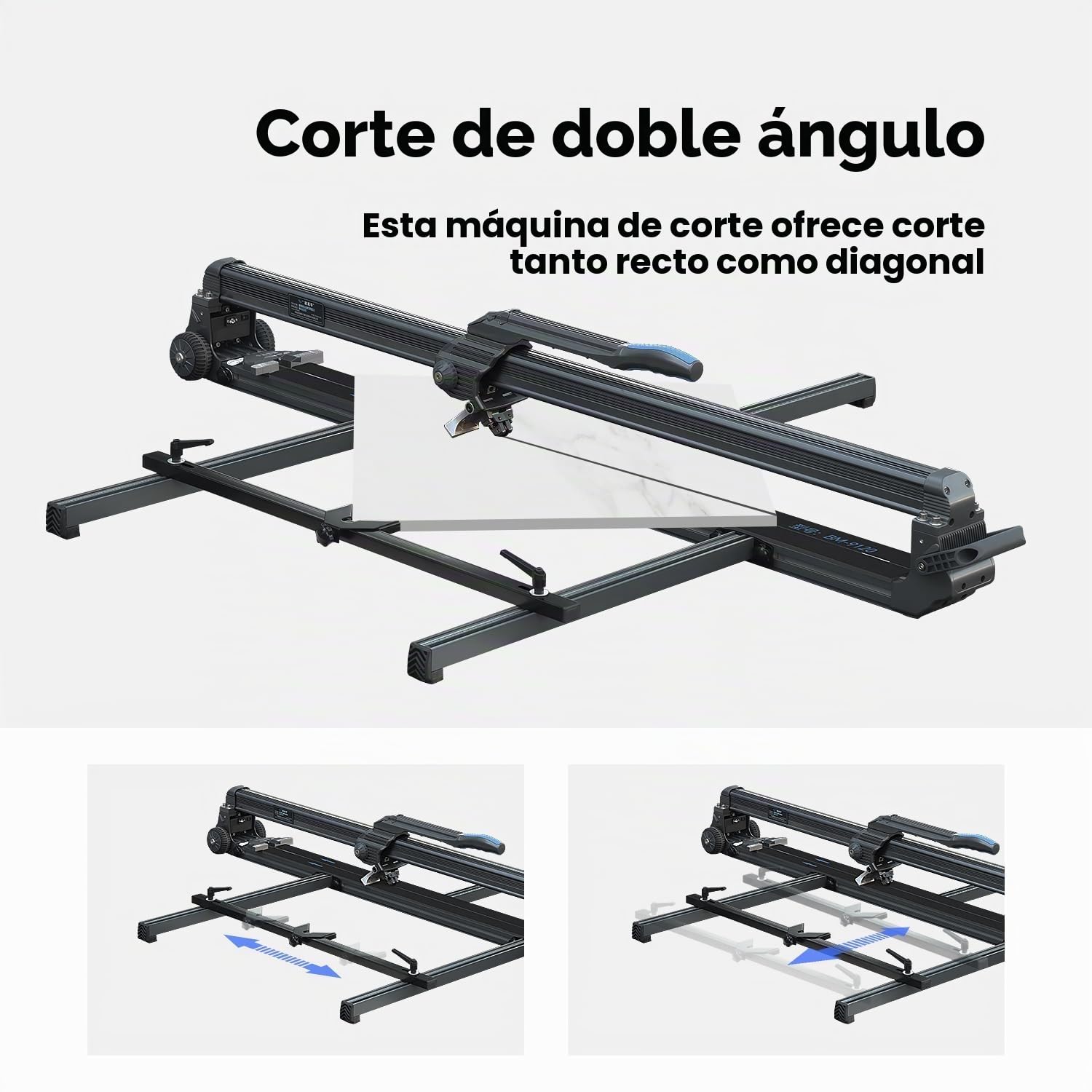 Cortadora de Azulejos Manual 1200 mm - Máquina de Cortar Azulejos/Piedra con Guiado Láser, Estructura de Aleación Reforzada y Control Magnético - Base Estrecha y Ruedas Retráctiles