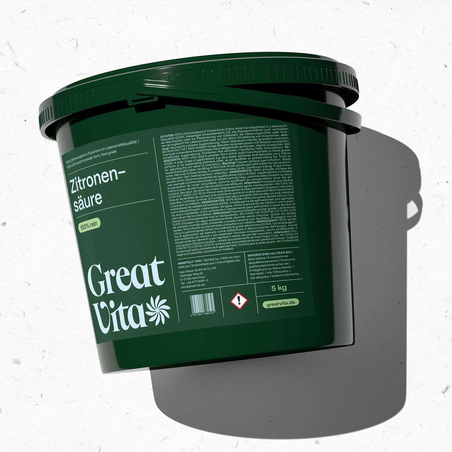 GreatVita Zitronensäure Monohydrat Granulat 25kg | Lebensmittelqualität, reine Citronensäure E330 | gentechnikfrei, Säuerungsmittel ideal zum Entkalken, Reinigen, Putzen, Backen, Kochen