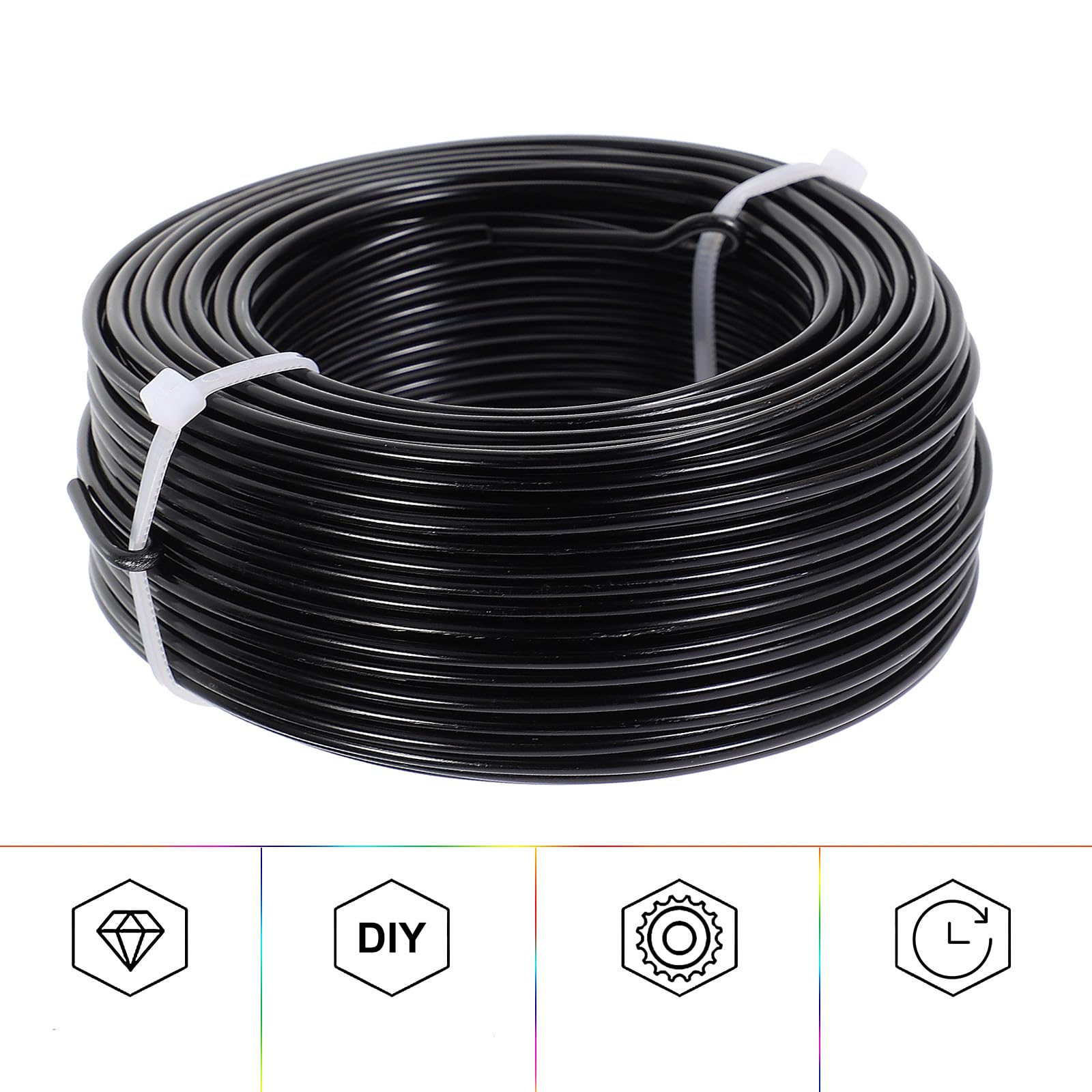 Alambre de Aluminio Flexible 3 Mm Negro 1 Rollo 100 M para Joyería Artesanal y Esculpir, Alambre para Abalorios y Manualidades, Material para Hacer Pendientes y Collares