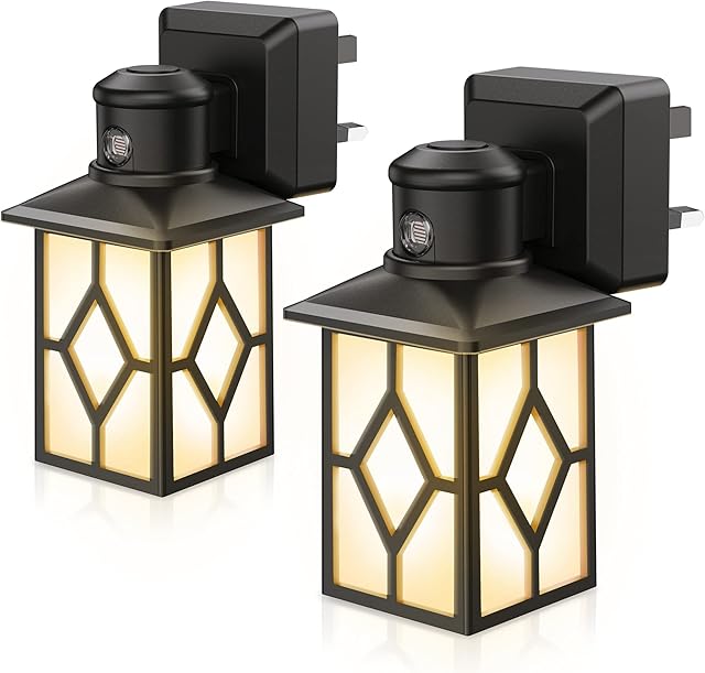 Night Light Plug in Wall, Emeritpro Night Light with Dusk to Dawn Sensor, 2 Brightness Adjustment, 30LM/60LM, 3000K Warm White, Vintage Style, 2 Pack