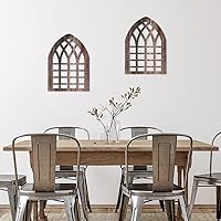 Vista 3 de Yulejo 2 marcos rústicos de ventana para decoración de pared, decoración de pared de granja de madera de 15.6 x 11 pulgadas, ventana de catedral