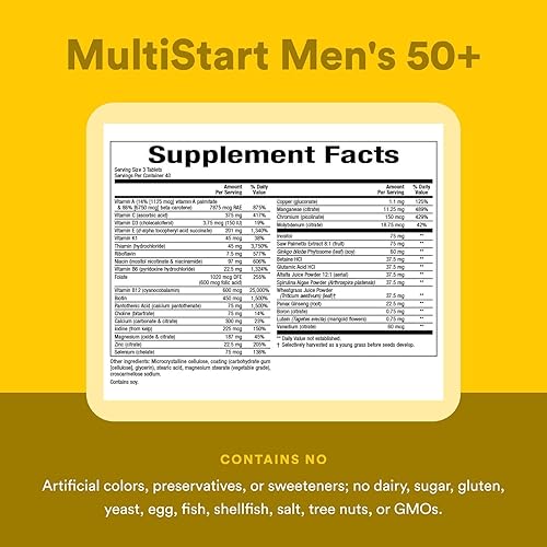 Miniatura 4 de Natural Factors, Multivitamínico diario MultiStart 50+ para hombres, apoyo nutricional para la salud inmunológica y de próstata, 120 tabletas (60