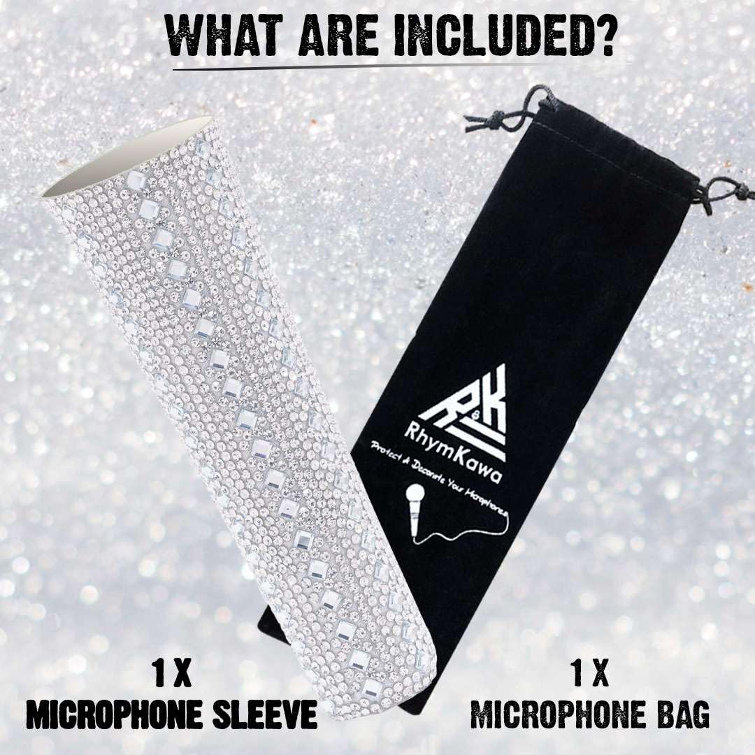 Glitter Microphone Accessory RhymKawa Bling Mic Sleeve Silver Sparkle ...