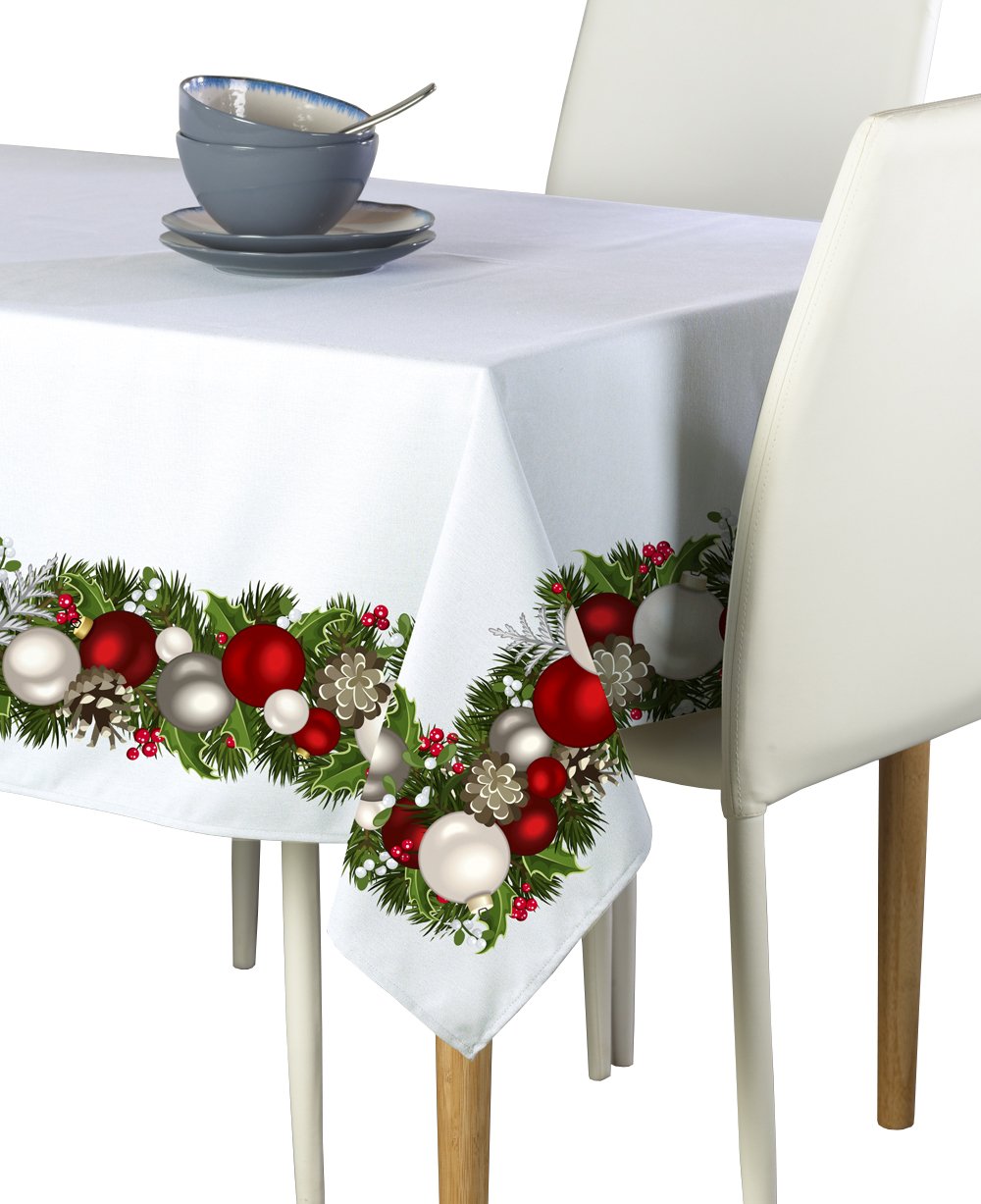 Fabric Textile Products Christmas Garland Border Tablecloth 60"x104"