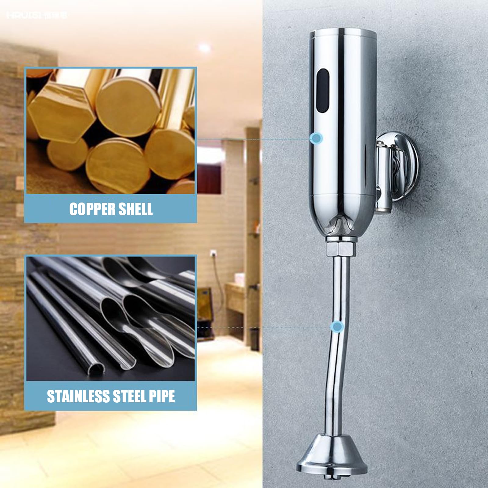 Válvulas de descarga de latón con sensor infrarrojo de pared para urinarios, tecnología de ahorro automático de agua para baños comerciales, sistema de descarga de inodoro de latón