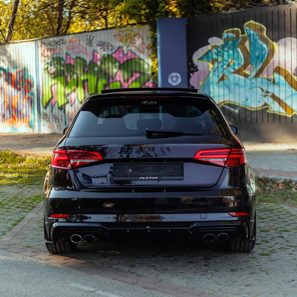 Oneway Jupes de pare-chocs arrière (coins) compatible avec Audi S3 Sportback 8V Facelift 2016-2020 - Noir brillant (Seulement montable avec OW RV21033)