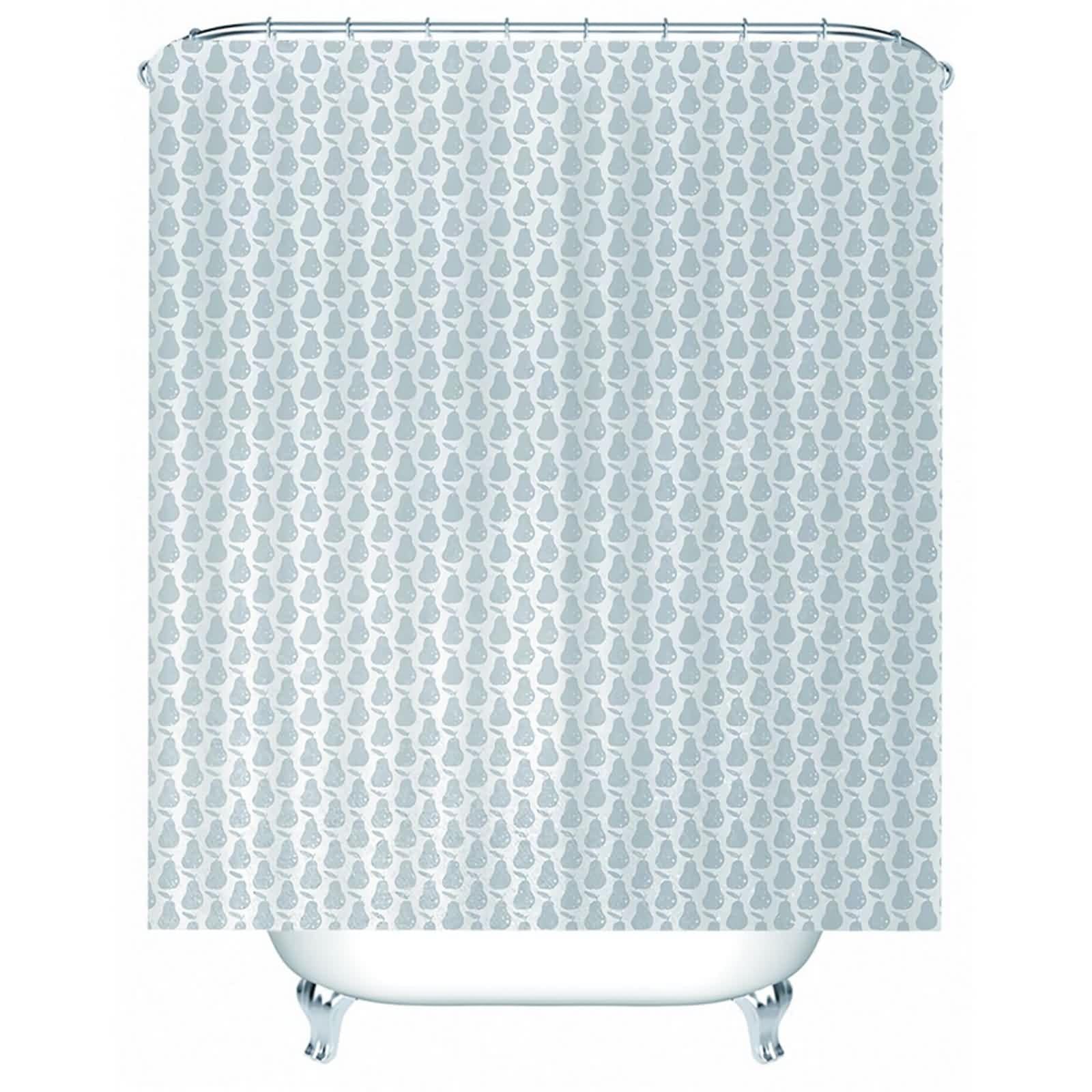 Rideau douche motif poire des neiges pour salle de bain zen