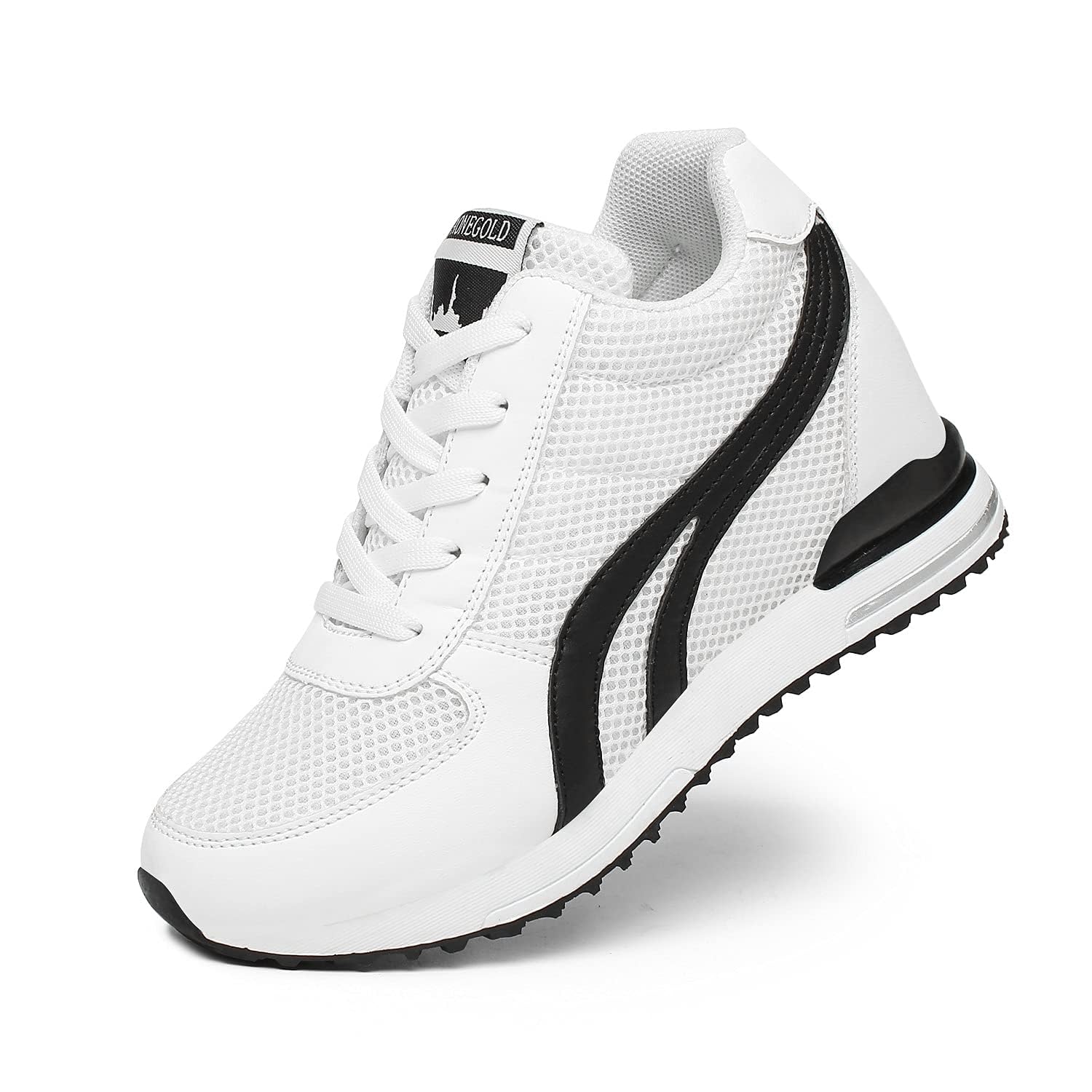 AONEGOLD Zapatillas de Cuña para Mujer Zapatillas de Deporte Zapatillas Altas Primavera/Verano Tacón Cuña 7CM