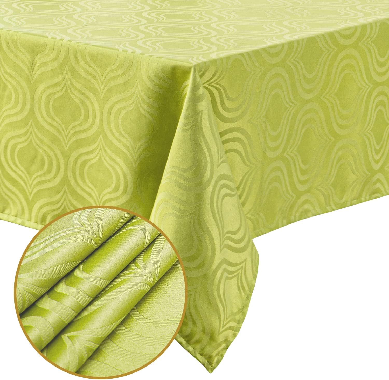 Rectangle Tablecloth for Kitchen Dining - Yezex Waterproof Anti-Shrink Soft & Wrinkle-Resistant Fabric Table Cover for Kitchen, Home, Dining Table, Outdoor (Rectangle, 60"x102", Apple Green)