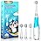 DADA-TECH Toddler Electric Toothbrush Kids Age 1-2-3 Years Old, Baby Electric Toothbrush with LED Light 2 Minutes Timer 4 Vibrating Heads for Infants (Blue Penguin)