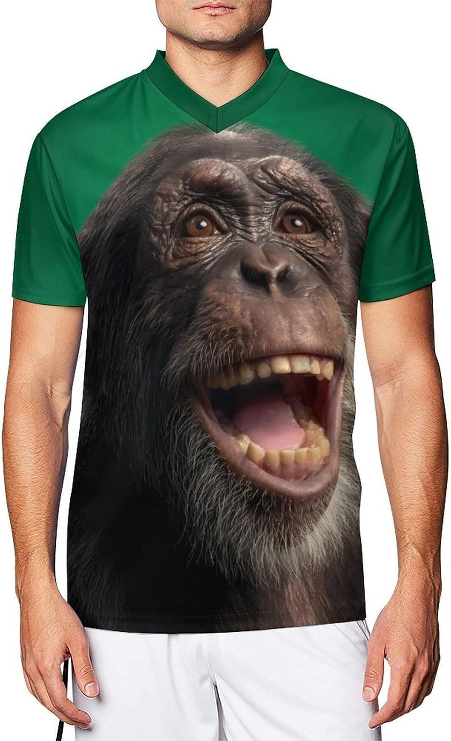 Monkey Laughing Chimpanzee Funny Football Jerseys Casual V-Neck Short Sleeve Soccer Jersey T-Shirt