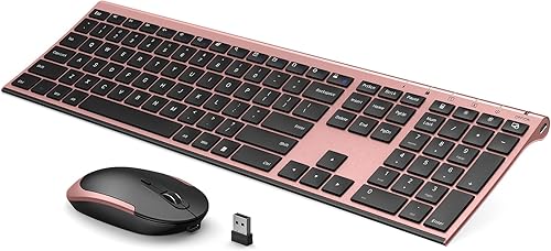 Miniatura 13 de Vssoplor - Teclado y mouse inalámbricos, 2.4 GHz, recargable, silencioso, de tamaño completo, combo con receptor Nano USB para Windows, laptop, PC