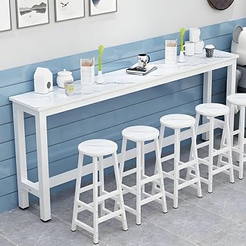 Modern Counter Height Bar Table - Rectangle Bar Height Cocktail Table Narrow Manufactured Wood Sofa Console Tables Behind Couch - Without Chairs White, 39.4" L x 15.7" W x 39.4" H
