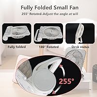 Vista 4 de USB Fan Small and Powerful 5in 4-Level Speed Rechargeable 5.1in Easy to Carry