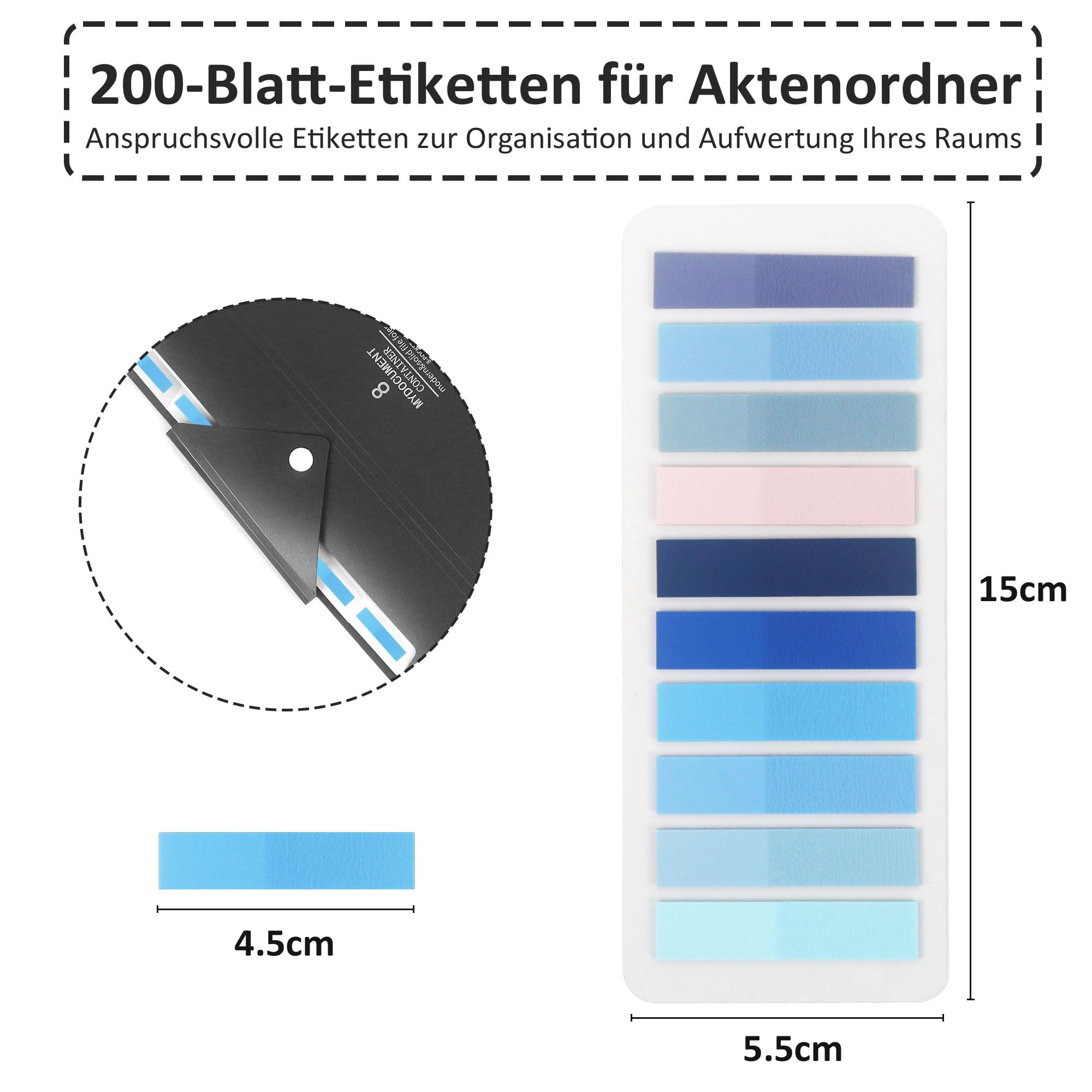Dokumentenmappe A4 Mit 200 Etiketten - 8-Fach Organizer Mappe