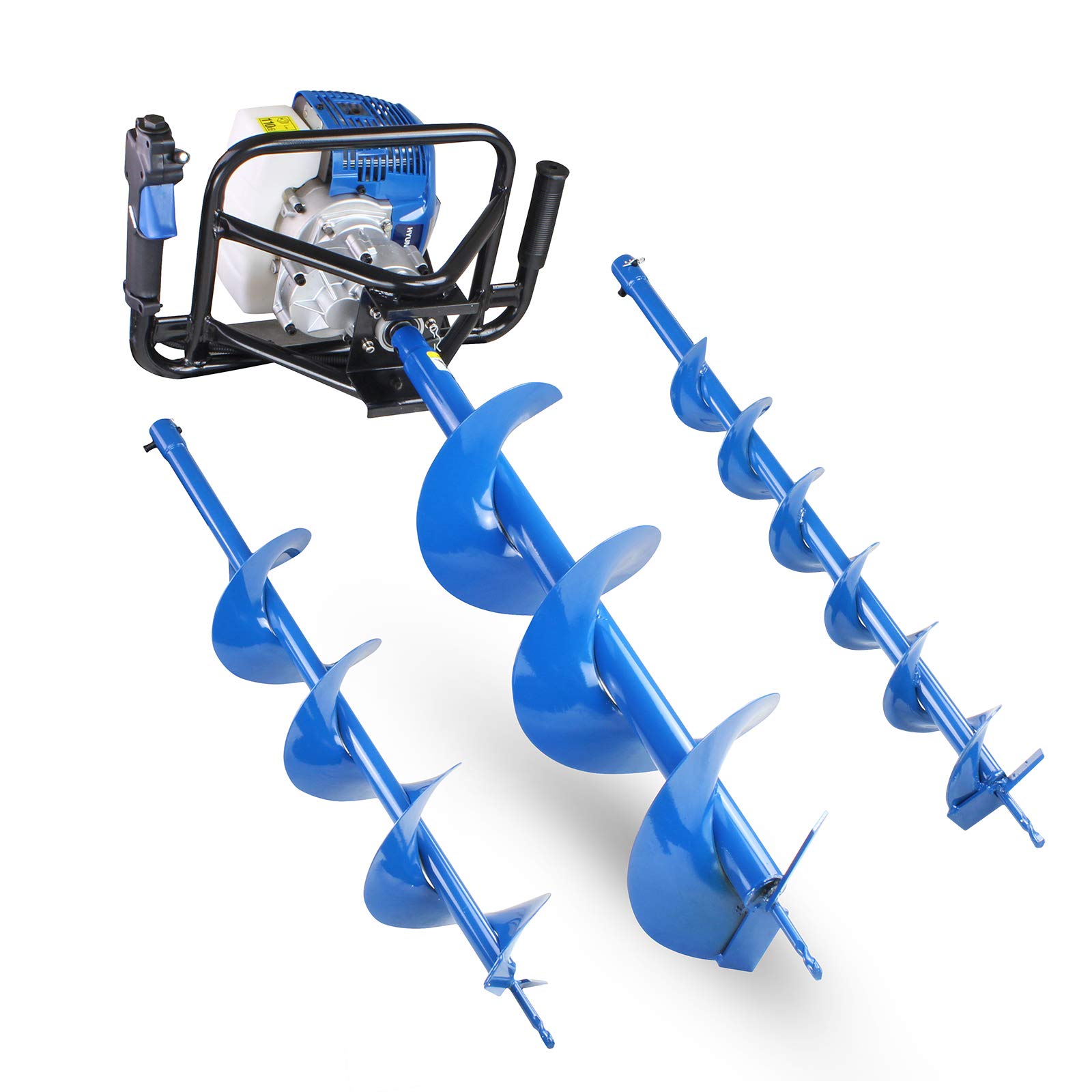 Hyundai 52cc Petrol Earth Auger, Post Hole Borer and Ground Drill With 3 interchangeable Drill Attachments - 100, 150 & 200mm with Anti Vibration