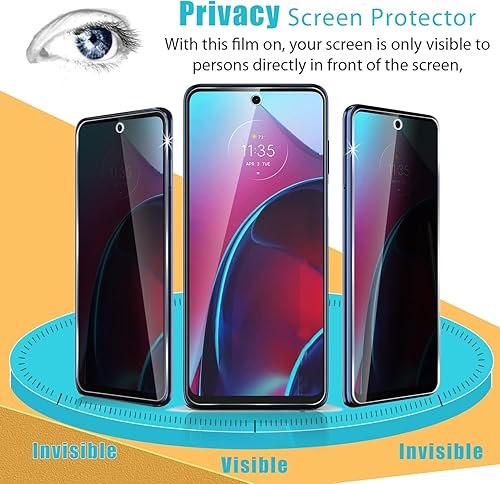 Miniatura 3 de Zeking 2+2 Paquete para Moto G Stylus (2022) Protector de pantalla de vidrio templado de privacidad + protector de lente de cámara, sin burbujas