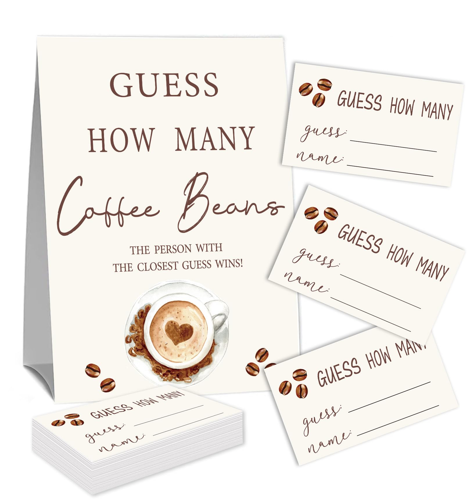 Jeu de devinette de café pour fête prénuptiale avec 50 cartes