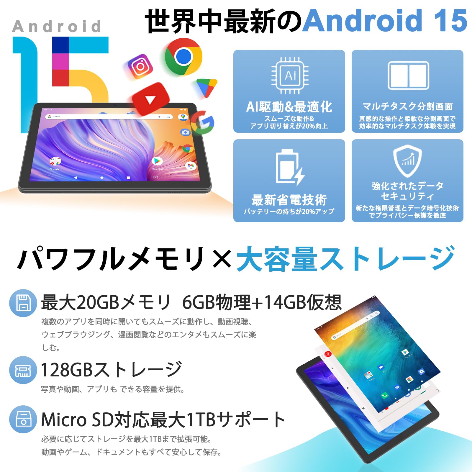 Amazon.co.jp: Android15 CUPEISI CP31 タブレット アンドロイド15