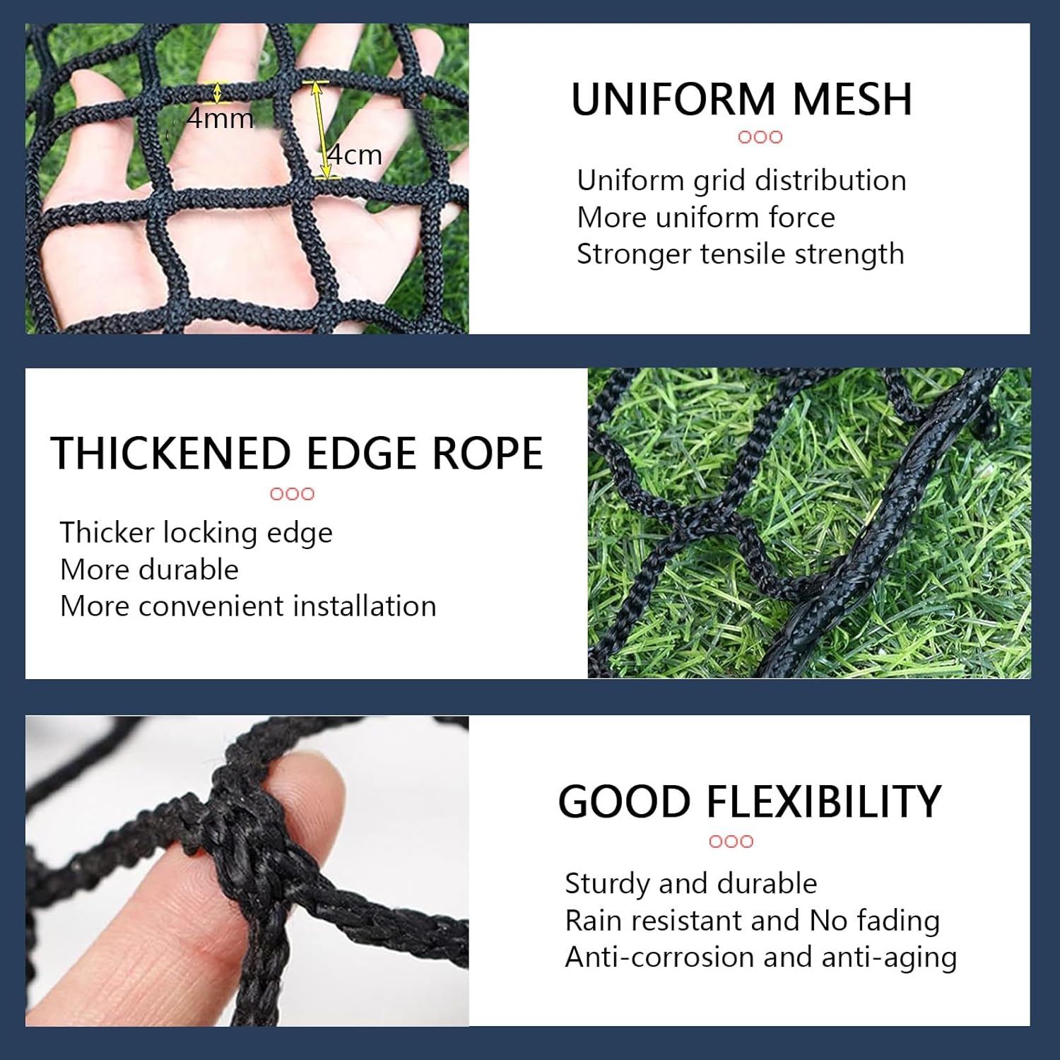 Climbing Net for Kids, Outdoor Stair Balcony Anti-Fall Net, Playground Rope Netting, Knotless Rope Net, Partition Net