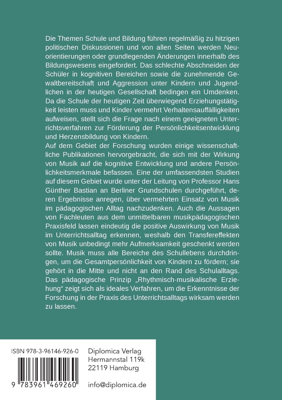 Persönlichkeitsentwicklung durch Musik: Rhythmisch-musikalische Erziehung als Unterrichtsprinzip: Unveränderte Neuausgabe