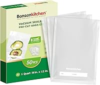 Bonsenkitchen Vacuum Sealer Bags 8x12 Inch Precut 50 Count, Heavy Duty BPA Free Commercial Grade for Sous Vide, Meal Prep & Freezer Storage VB12