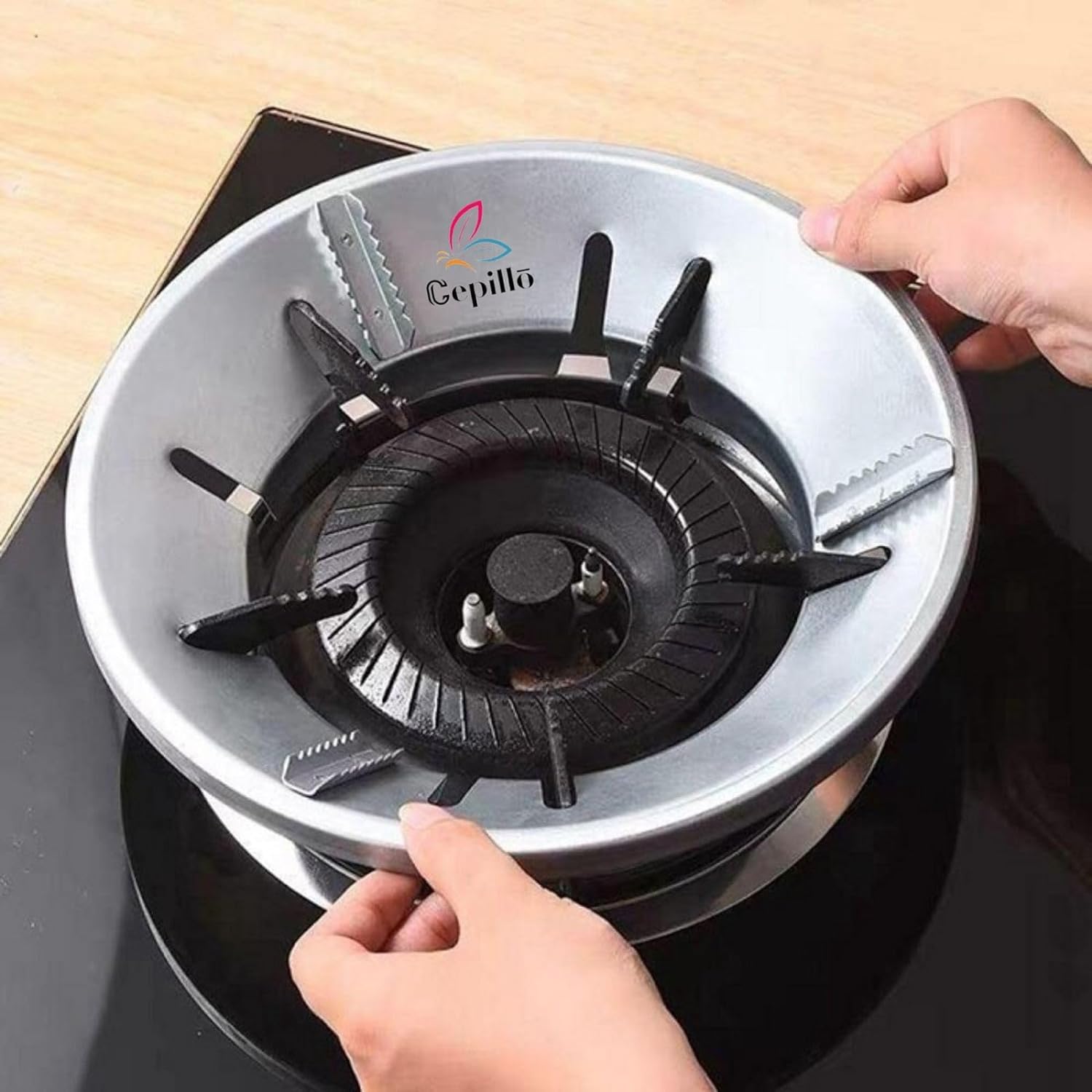 CEPILLO Gas Energy Saver Stand - Fire and Windproof Jali Ring Set for All Gas Stove (2 Piece)