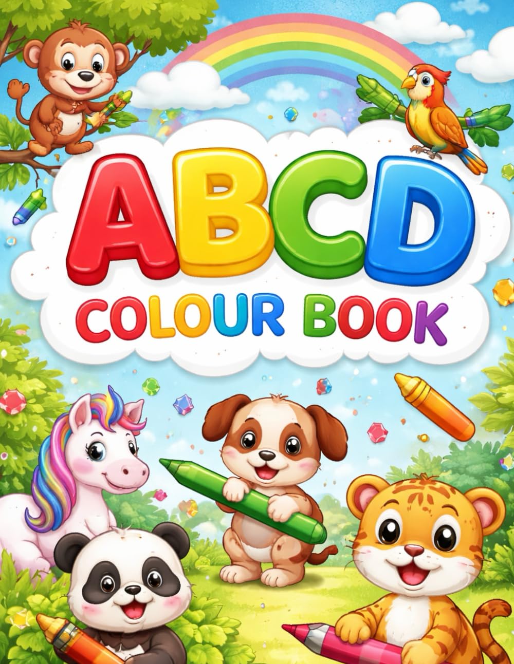 ABCD colouring book: Fun and Easy Animal Pages for Toddlers and Big Kids – Cute Farm, Jungle, and Ocean Animals for Creative Learning and Screen-Free Fun