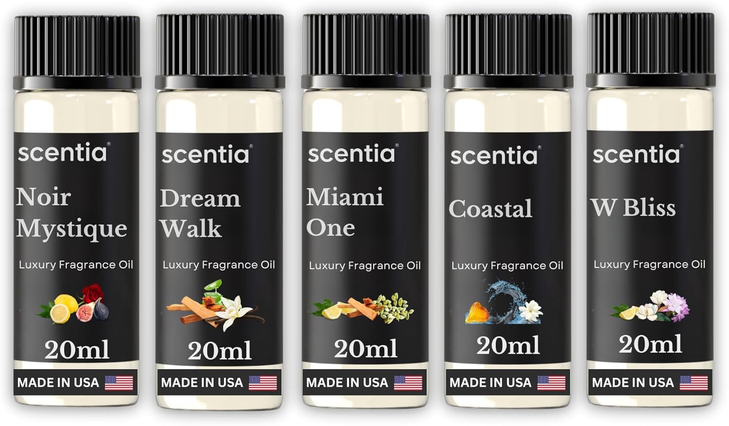 Diffuser Oil | Aromatherapy Fragrances Inspired by 5-Star Iconic Retreat | Essential Oil Blend | Luxurious Scents Gift Set-5x20ml Bottles Set-The 1 Hotel Miami Beach & Premium Resorts- Hostess Gift