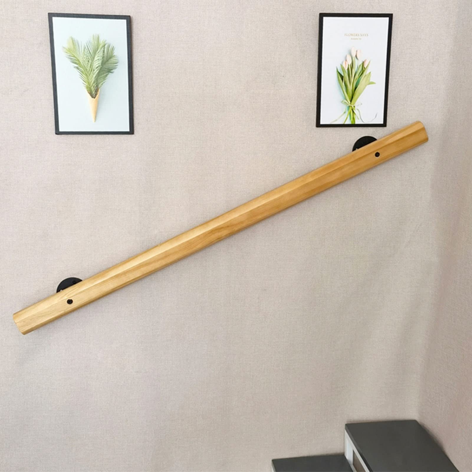 Non-Slip Staircase Handrail Wooden, Garden Corridor Lofts Kindergarten Guardrail Decking Railings, Wall Mounted Barrier-Free Stair Handrail(180cm)