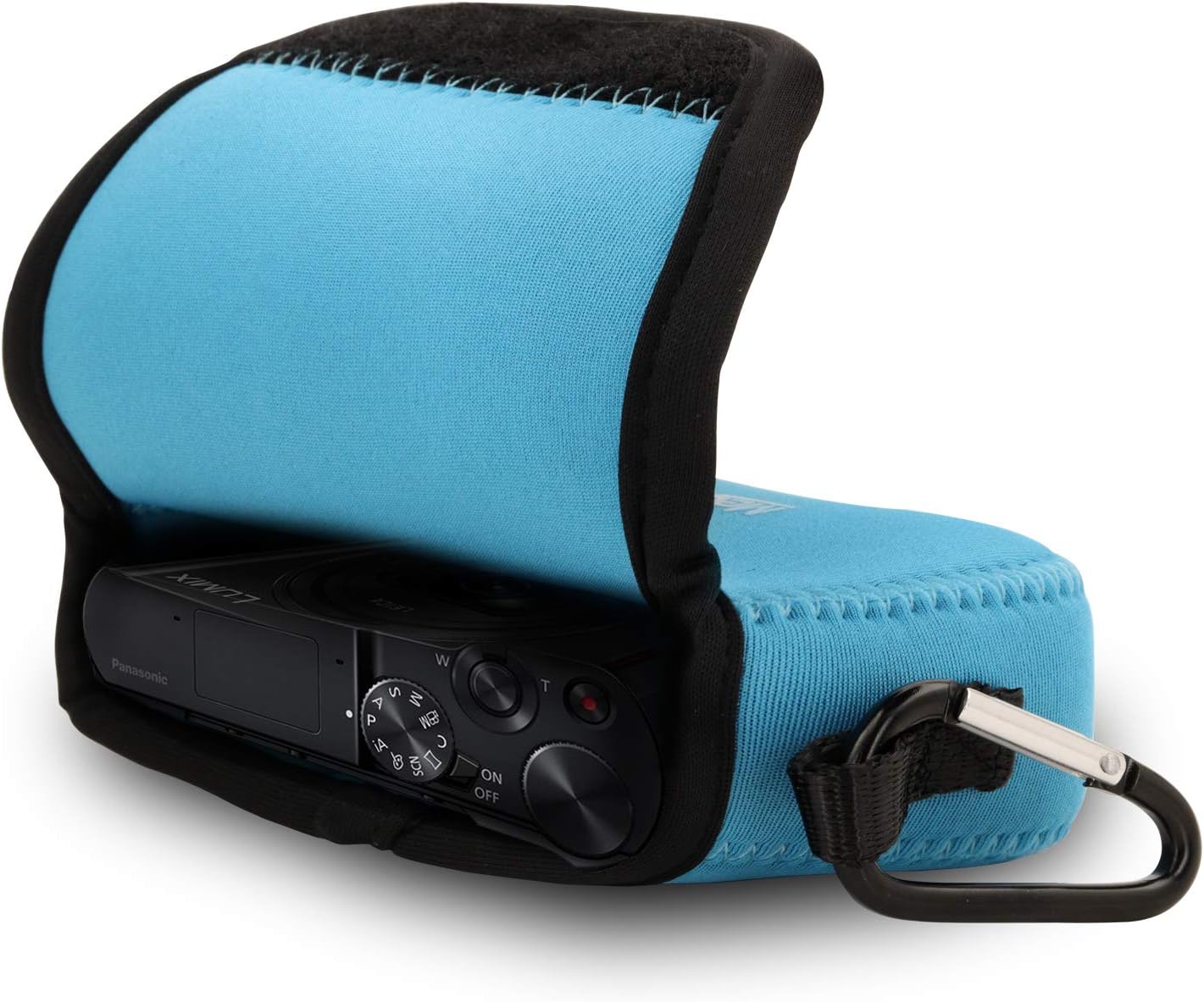 MegaGear Panasonic Lumix DC-ZS200, TZ200, Leica C-Lux Ultra Light Neoprene Camera Case, with Carabiner – Blue image 4