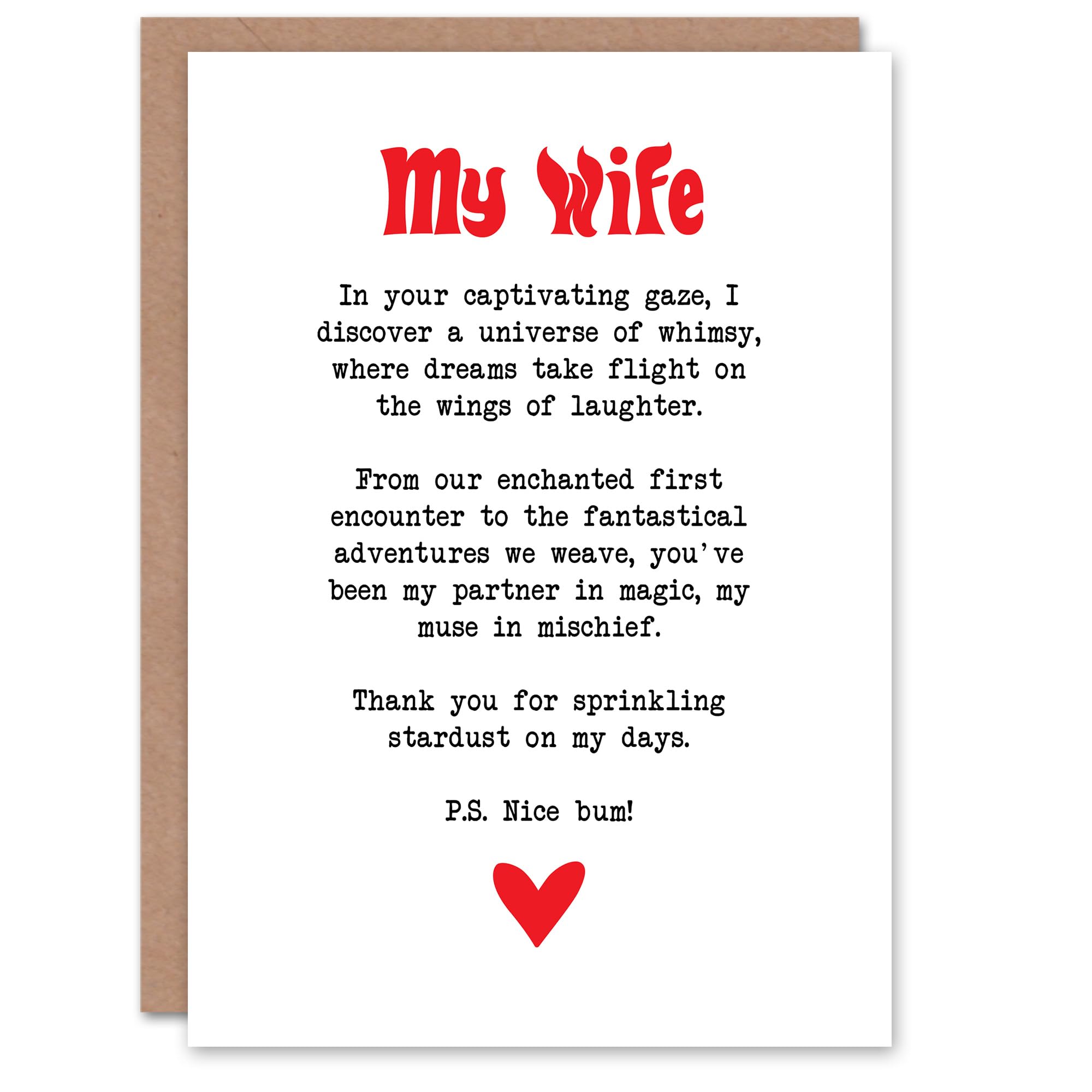 Artery8 Greeting Card Love Poem Whimsy Magic Wife Romantic Poetry Fun For Her Woman Anniversary Card