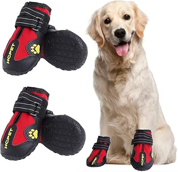 Amazon 犬靴 ドッグブーツ マッドモンスターズ 防水 防寒 肉球保護 犬用靴 散歩 滑り止め 雨の日 雪の日 柔らか 軽い 大型犬 汚れ防止 4個入り レッド 幅7cm Ligefoy Ligefoy ブーツ プロテクター 通販