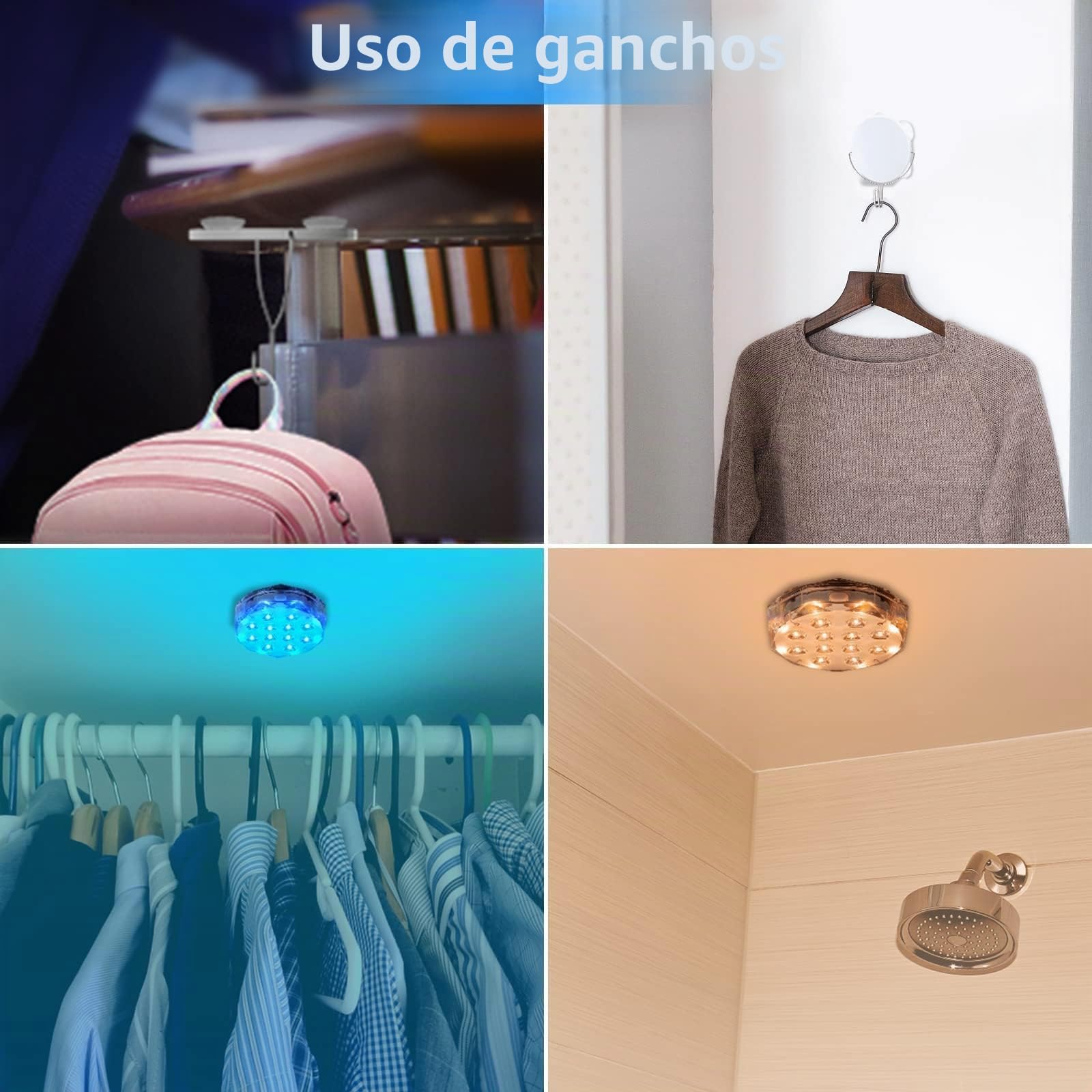 Qoolife 4" 20LED Magnetic Submersible LED Light - Emparejamiento con mando a distancia, control en grupos, luces sumergibles recargables impermeables para piscinas, brillante y fuerte imán (2 Pack)