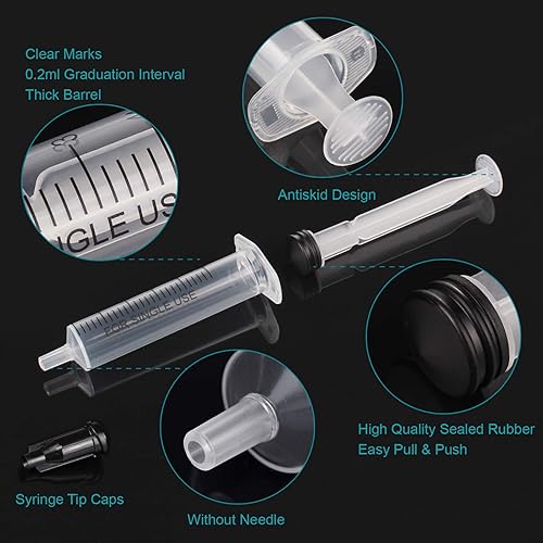 Miniatura 3 de Jeringa de 0.2 fl oz sin aguja, jeringas pequeñas de plástico de 0.2 fl oz, estériles empaquetadas individualmente con tapa para laboratorio de