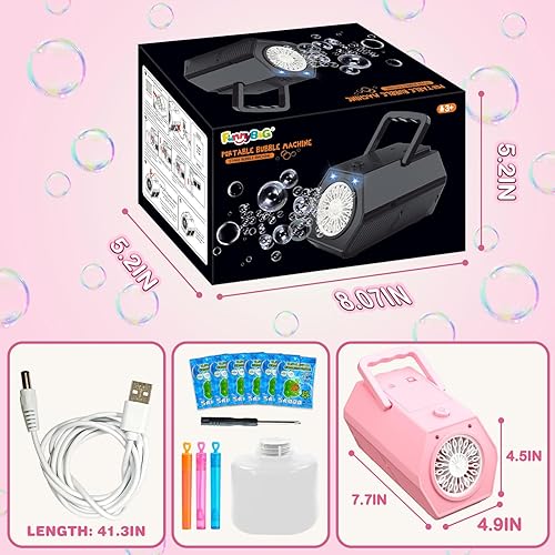 Miniatura 6 de FUNNYB&G Máquina de burbujas, máquina de burbujas portátil mejorada, más de 18000 burbujas grandes por minuto, para cumpleaños en interiores y