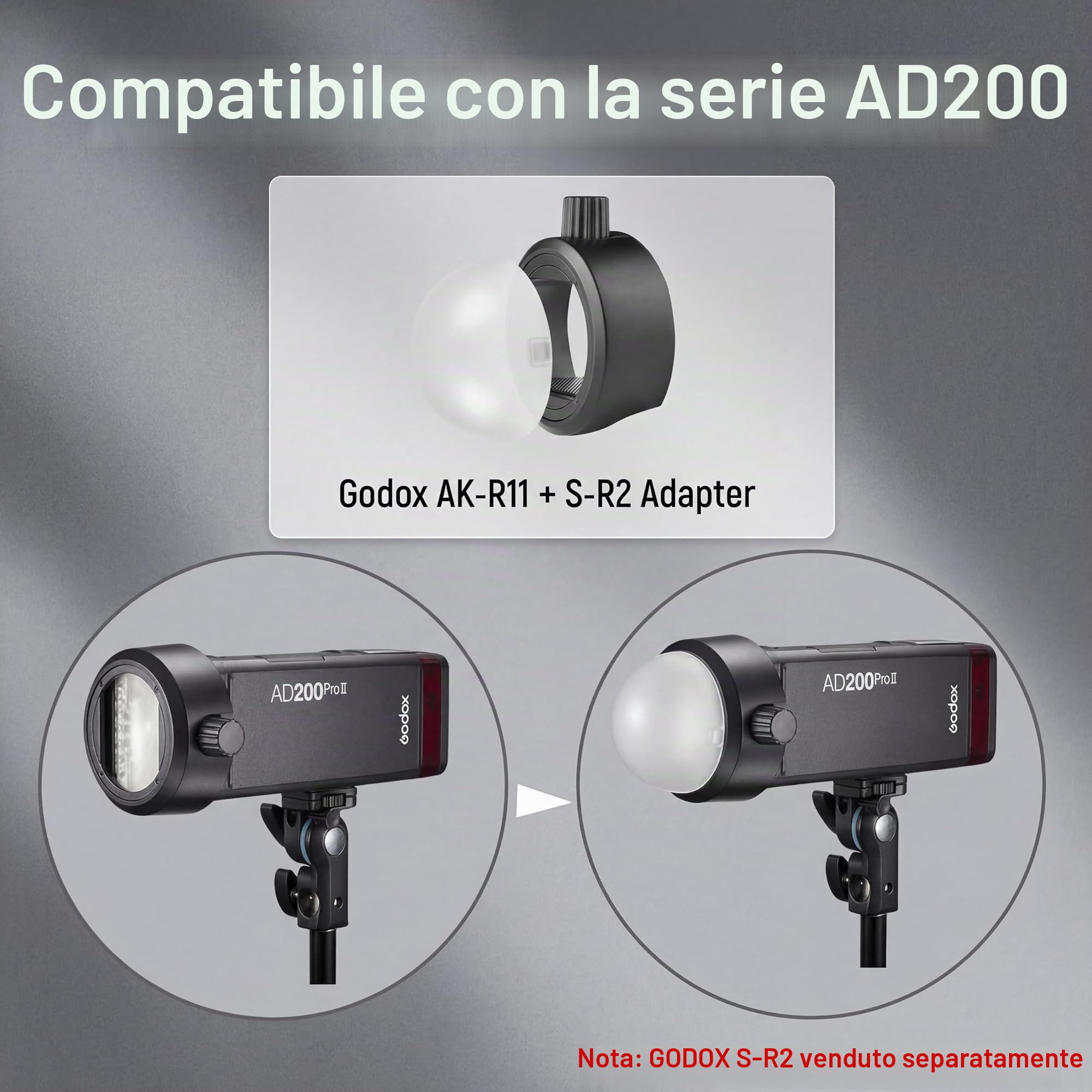 Godox AK-R11 Diffusore a Cupola, Compatibile con Godox V1, V100, V1 Pro Flash a Testa Rotonda, AD100 Pro, AD200 Pro II Testa Rotonda e Luce Video LED RS60R, RS60BI