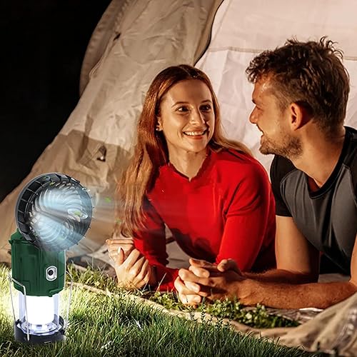 Miniatura 6 de Linterna solar de campamento 2025 con ventilador, ventiladores de campamento recargables que cargan para teléfono, luz a pilas para cortes de