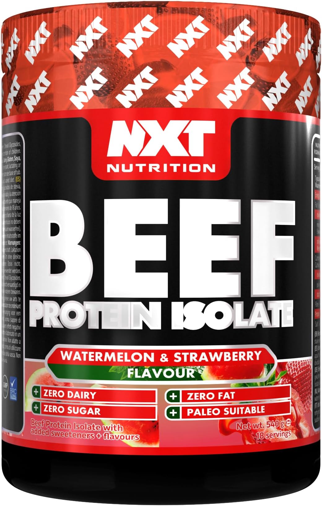 NXT Beef Protein Isolate 540g - High Protein Powder in Natural Amino Acids - Paleo, Keto Friendly - Dairy and Gluten Free | 540g | Strawberry & Watermelon
