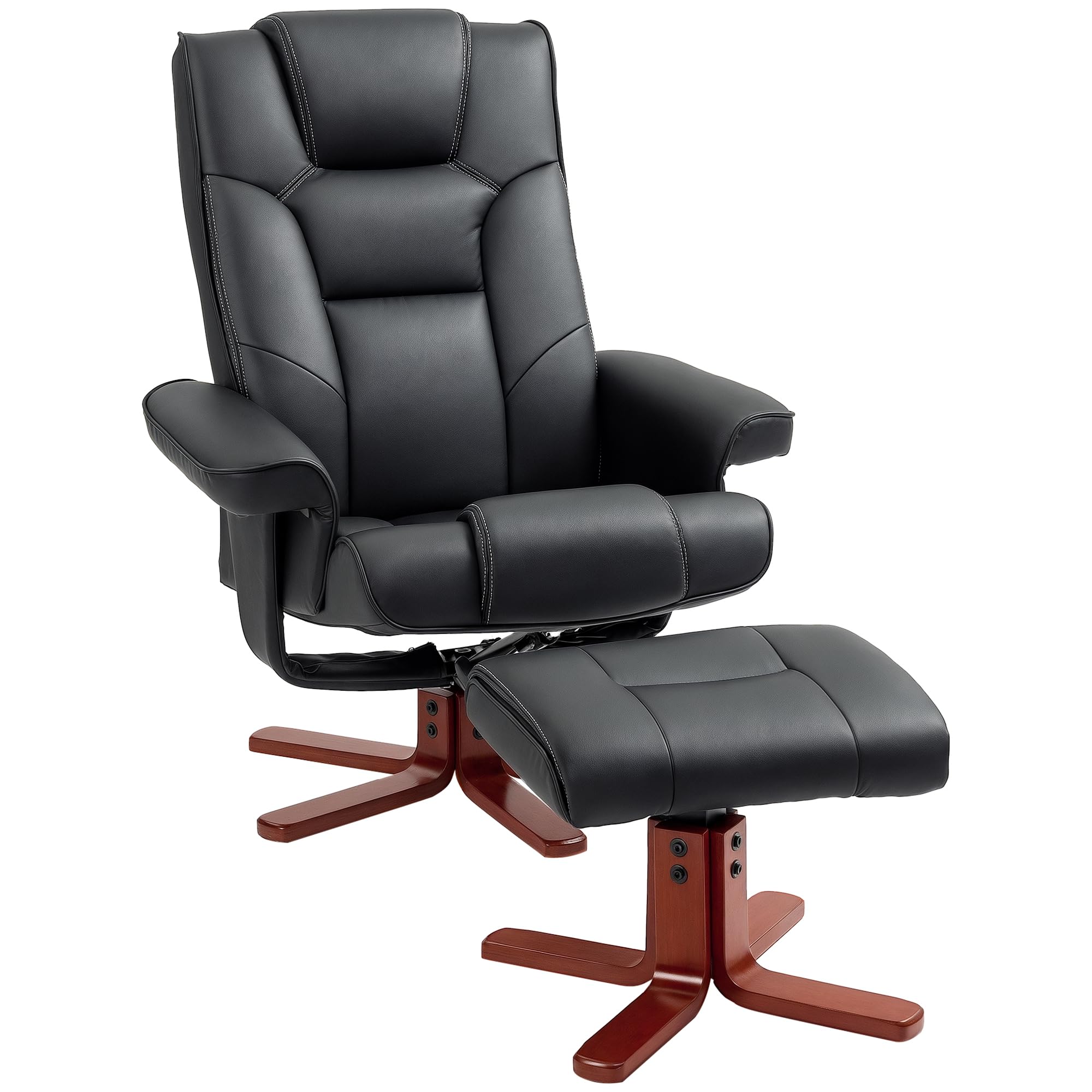 HOMCOM Recliner Chair with Footstool, High Back Reclining Chair, Black