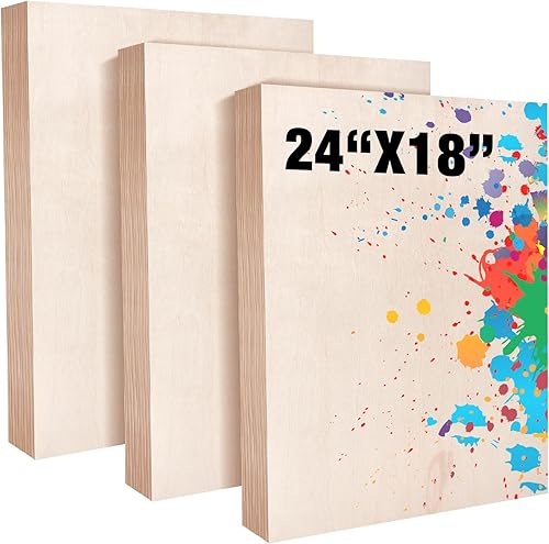 3 paneles de madera para verter pintura de galería de 1-12 pulgadas de profundidad, tablero de lienzo de madera sin terminar para óleo, pintura