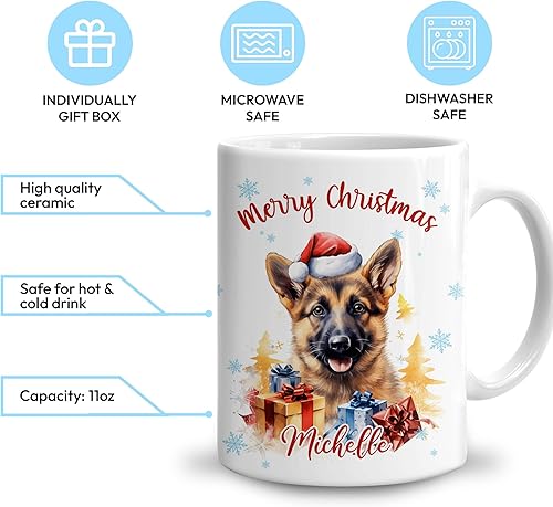 Vista 86 de Hyturtle Regalos personalizados para amantes de las ardillas, con sombrero de Papá Noel, taza de café de cerámica con nombre personalizado, taza