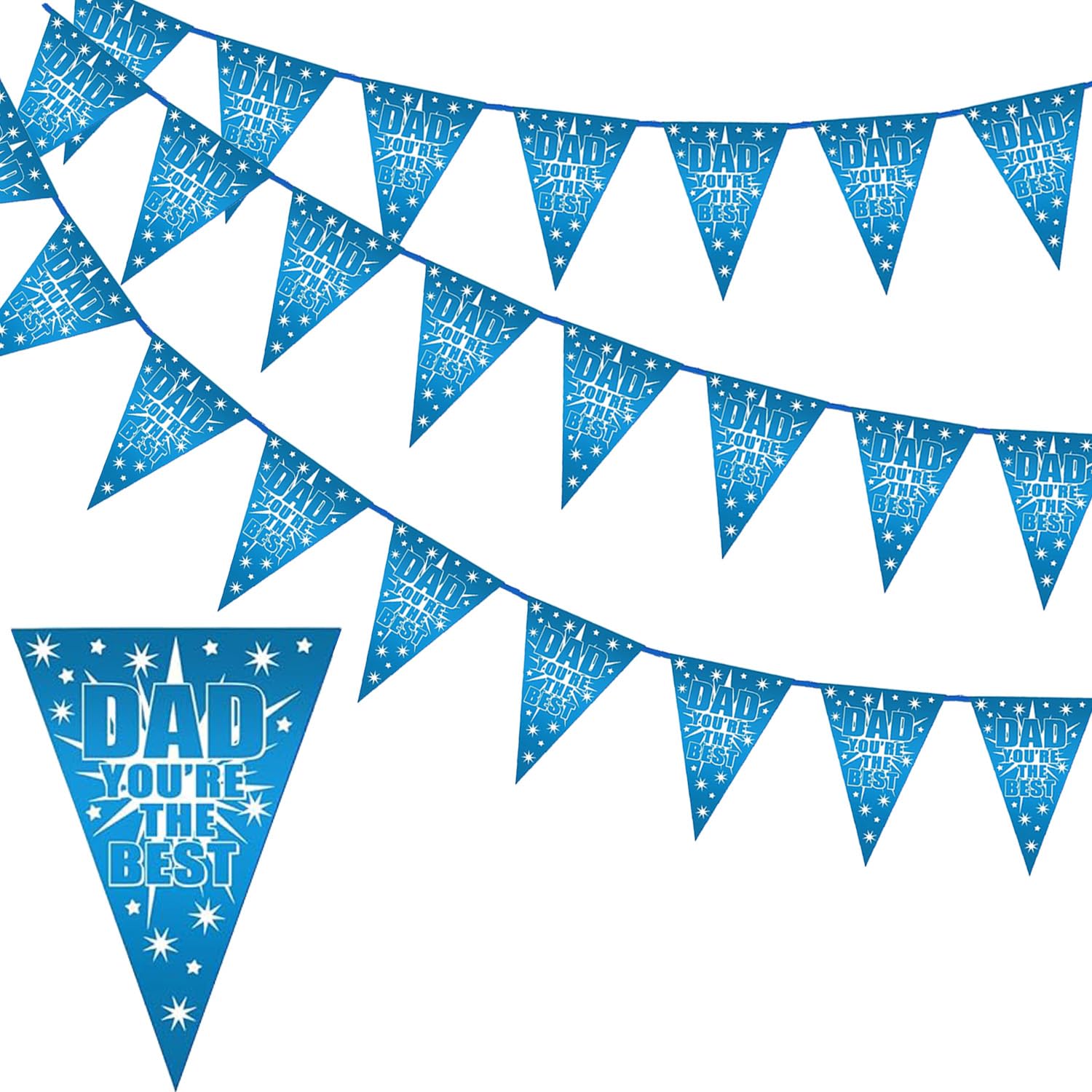 Jwssor Fathers Day Bunting Banner,10m 20Flags Best Dad Decoration Banner,Fathers Day Waterproof Bunting