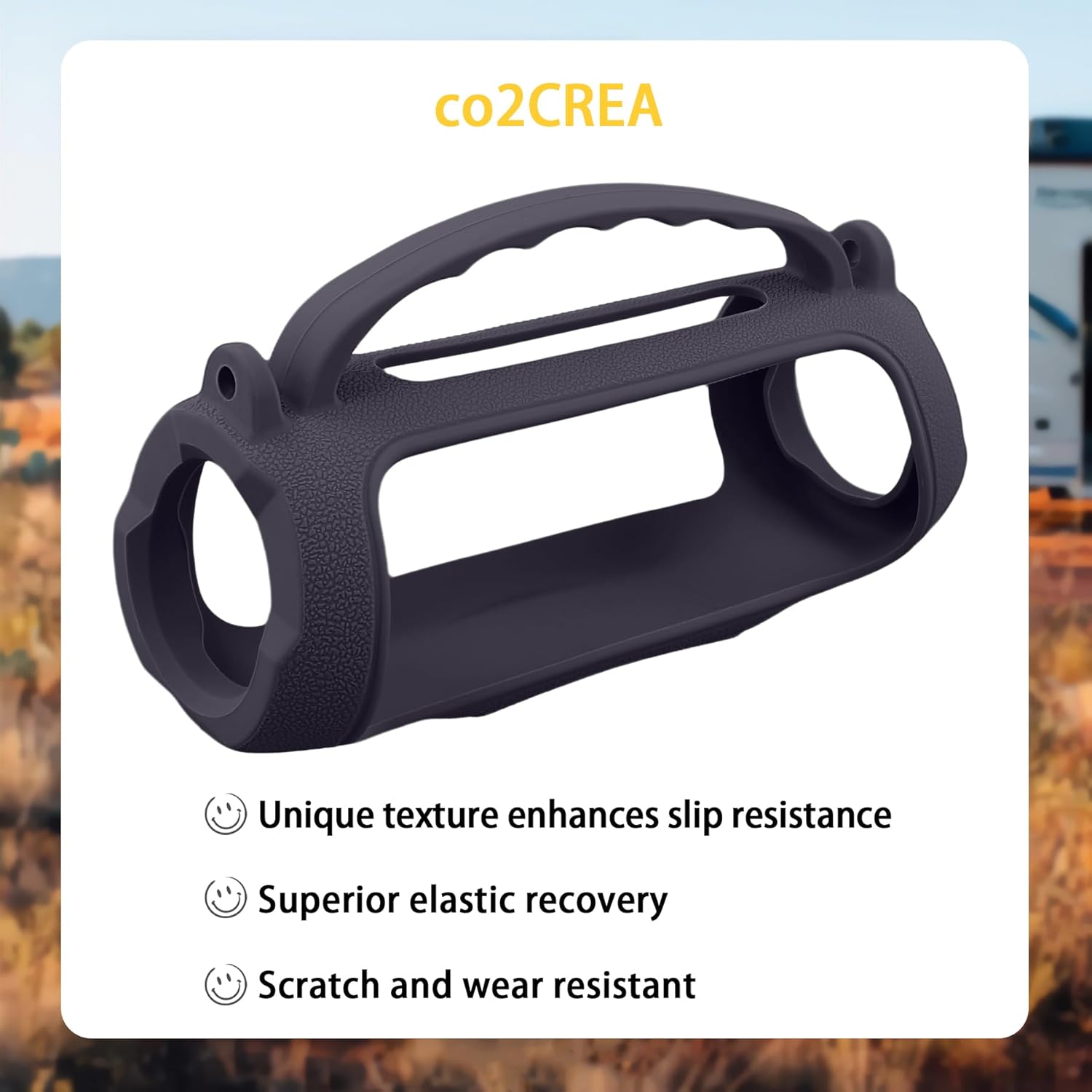 co2CREA Silicone Case for JBL Charge 5 Portable Waterproof Bluetooth Speaker, Portable Travel Soft Cover with Shoulder Strap, Protective Skin Case (Black) - Image 4